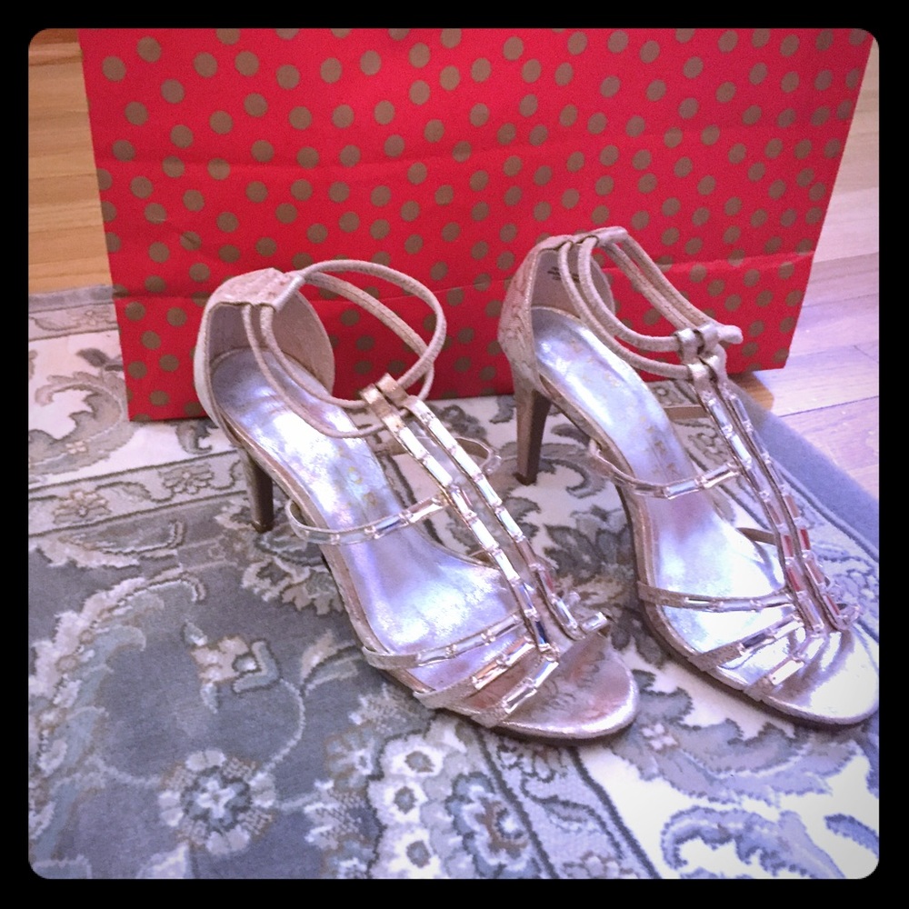 Dressy champagne colored sandals.