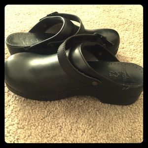Dansko black open back clogs
