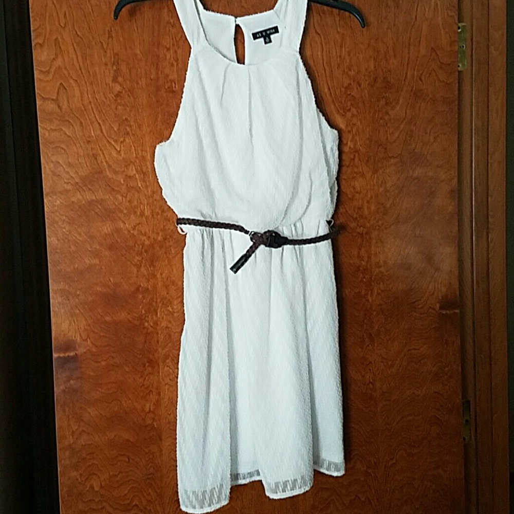 As U Wish white Chevron pattern, belted dress