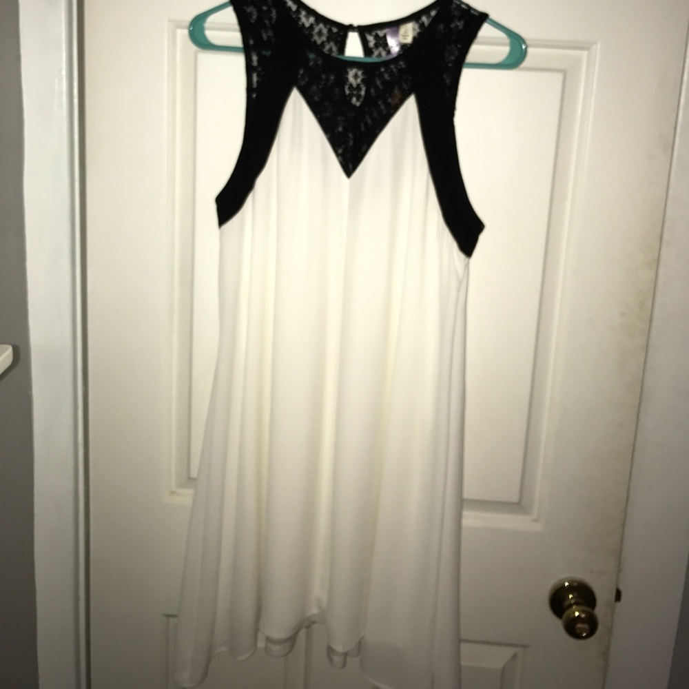 White Dress with Black Lace Top