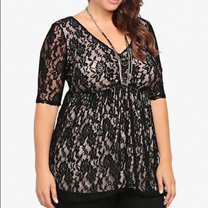Torrid Black Lace Babydoll Top