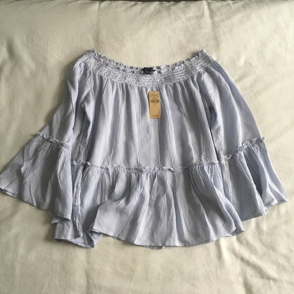 NWT AE striped off the shoulder top