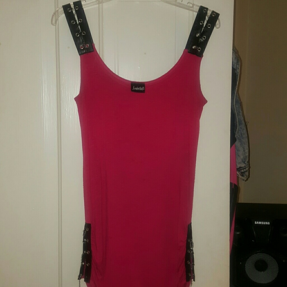 Hot new leather an chain tank top