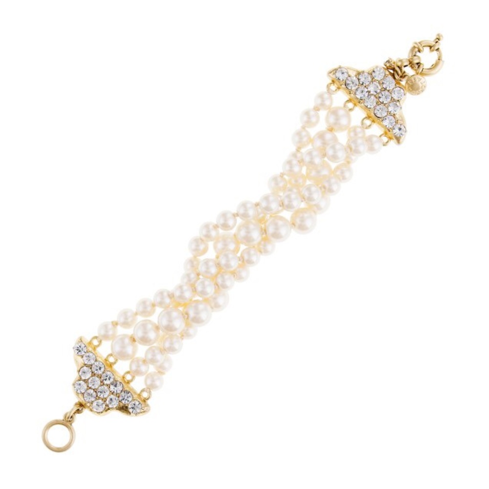J Crew Graceful Pearl Bracelet w Rhinestone Clasp