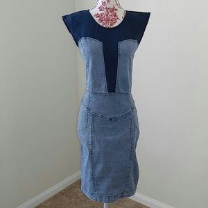 Asos Denim Body Con Zip Up Dress 10