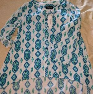 Lord&Taylor High Low *NWT* Hawaiian Blue Blouse L