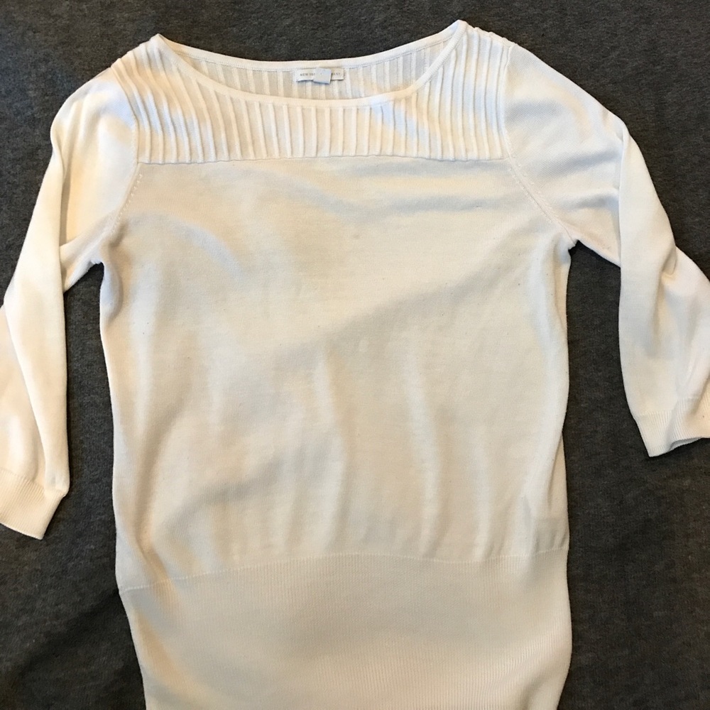 3/4 sleeve white thin sweater