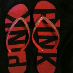 Pink sparkly flip flops