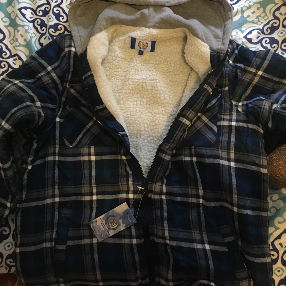 Oversized flannel hoodie/jacket with cozy lining
