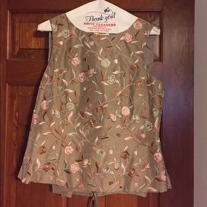 Top and pants.  Silk