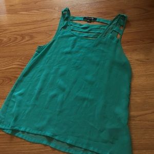 Chiffon tank with cut outs