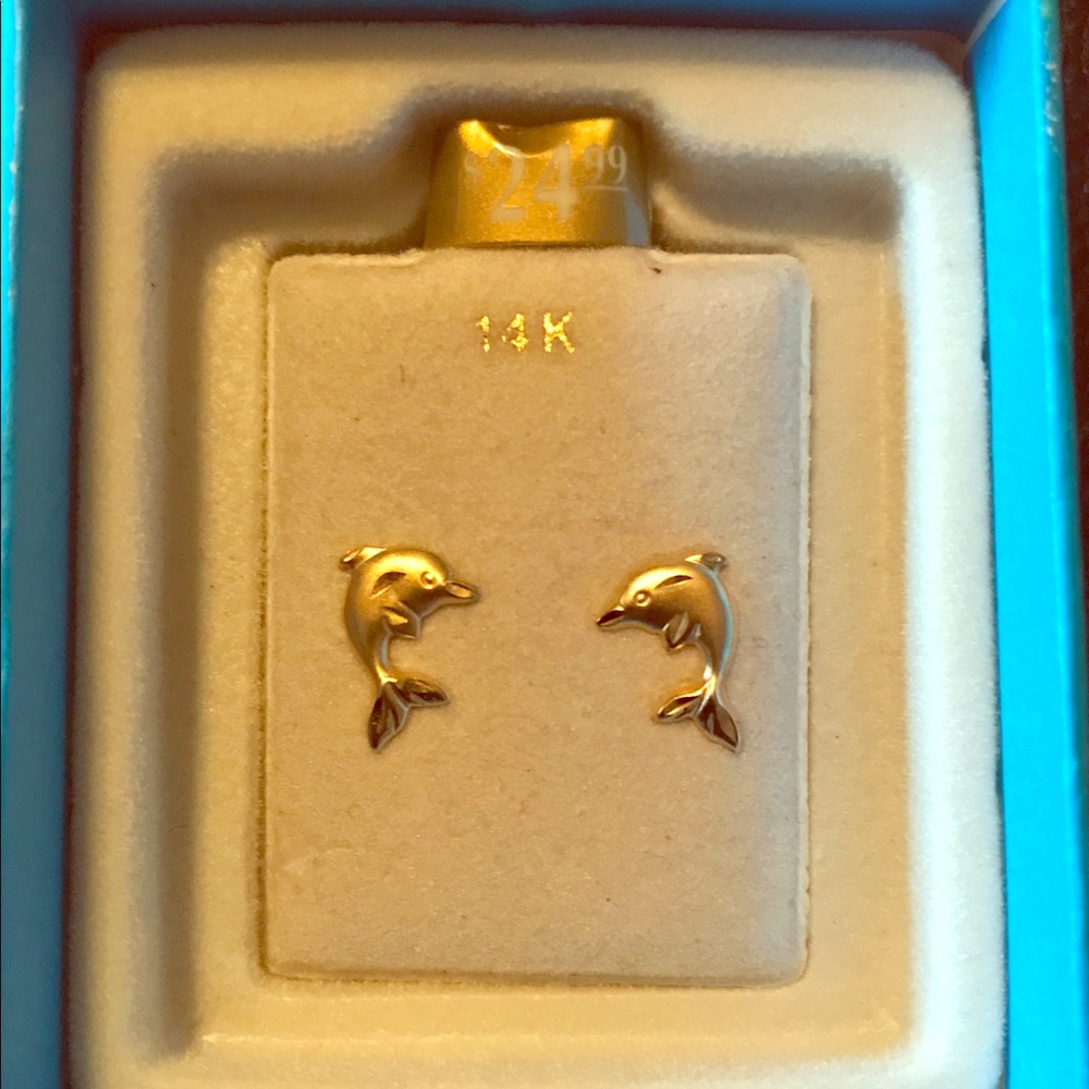 14k gold dolphin earrings