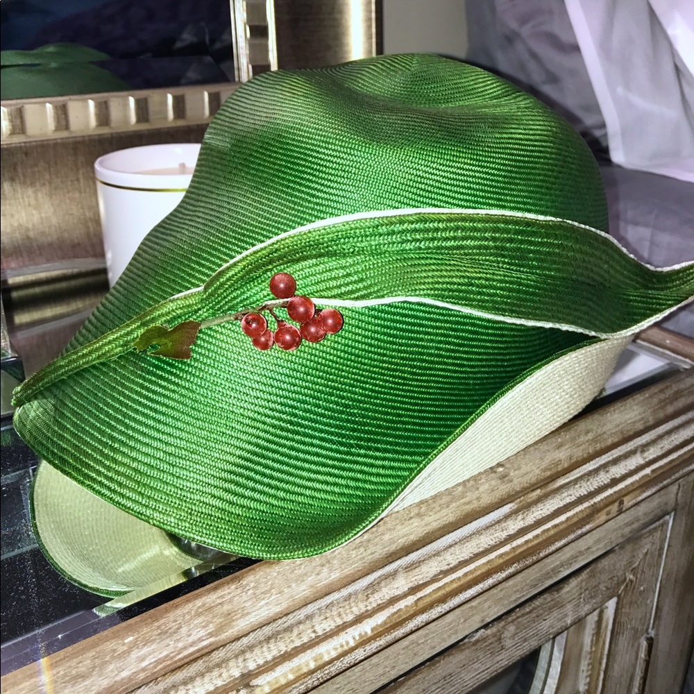 Adolfo Realites vintage ladies green hat