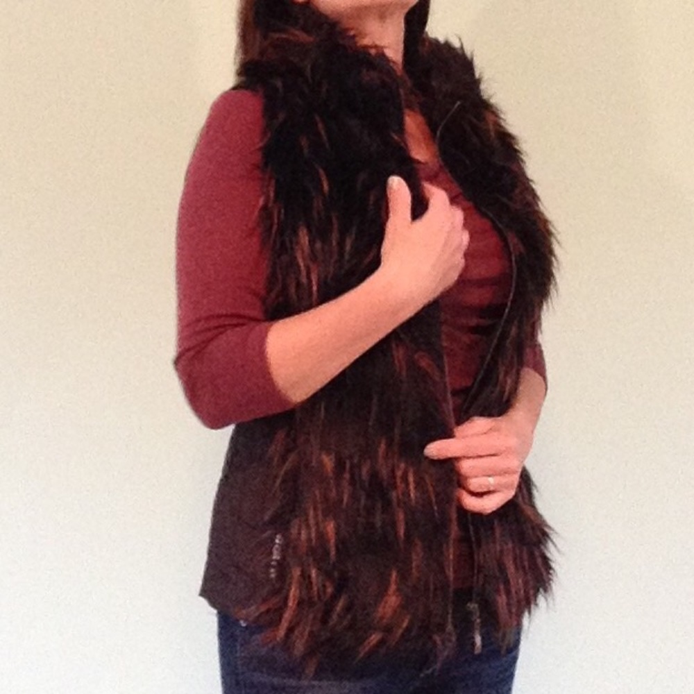Faux Fur Vest with Quilted Back