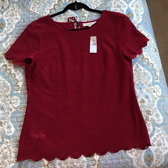 LOFT red blouse - Picture 1 of 3