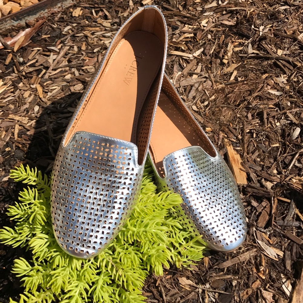 Silver perforated J. Crew flats