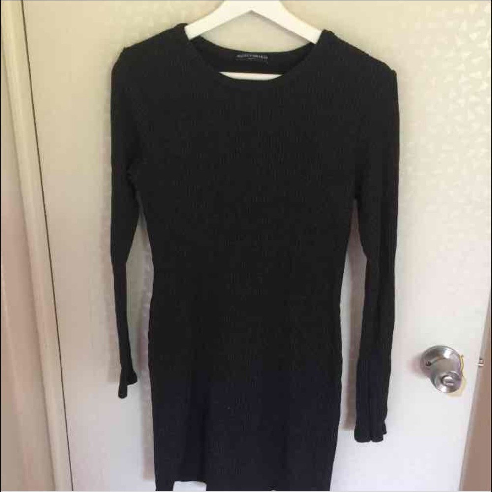 Brandy Melville Ribbed Black long Sleeve Dress