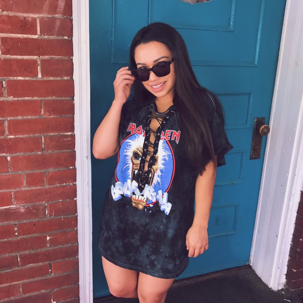 Iron Maiden lace up T-Shirt Dress