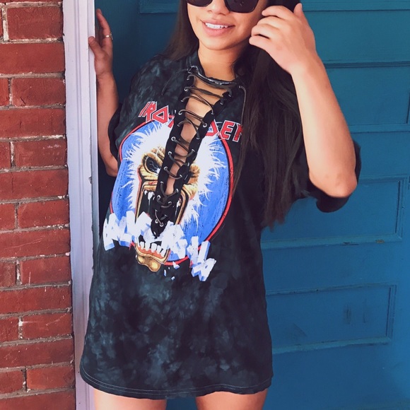 Iron Maiden lace up T-Shirt Dress - Picture 2 of 2