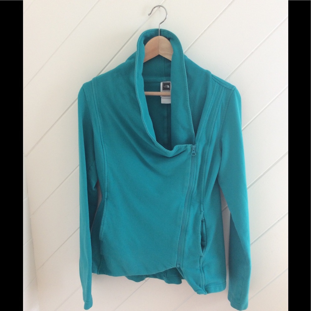The North Face Asymmetrical Turquoise Zip Up