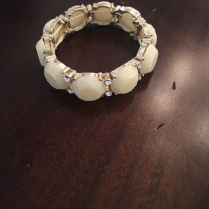 Off White Acrylic and Rhinestone Bracelet