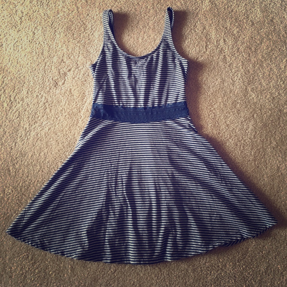 Abercrombie and Fitch Navy Strip Dress with Mesh