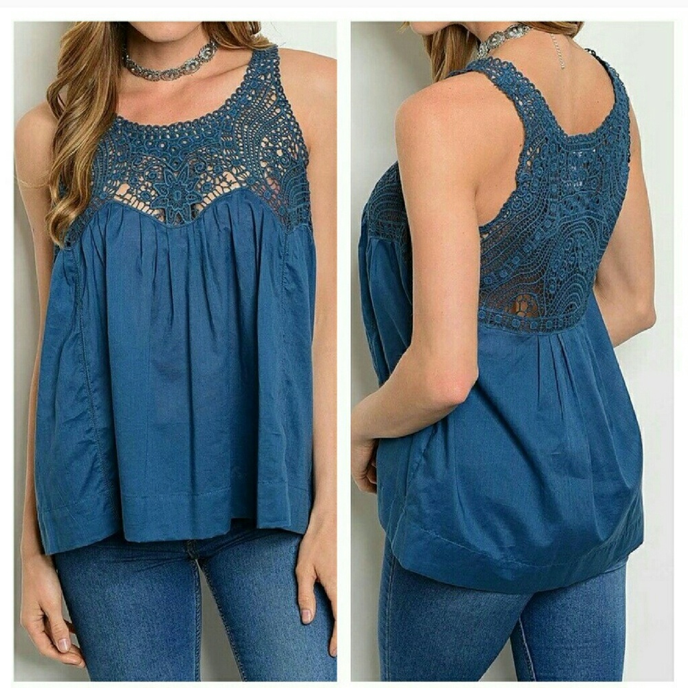 ▪️last 1▪️tank top with crochet detail▪️
