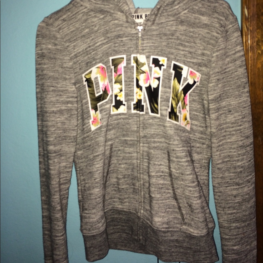 Pink floral zip up