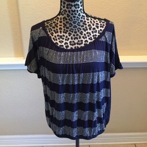 Bling Navy blue striped blouse