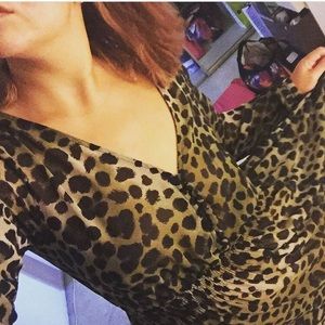 HM long sleeve maxi animal print dress