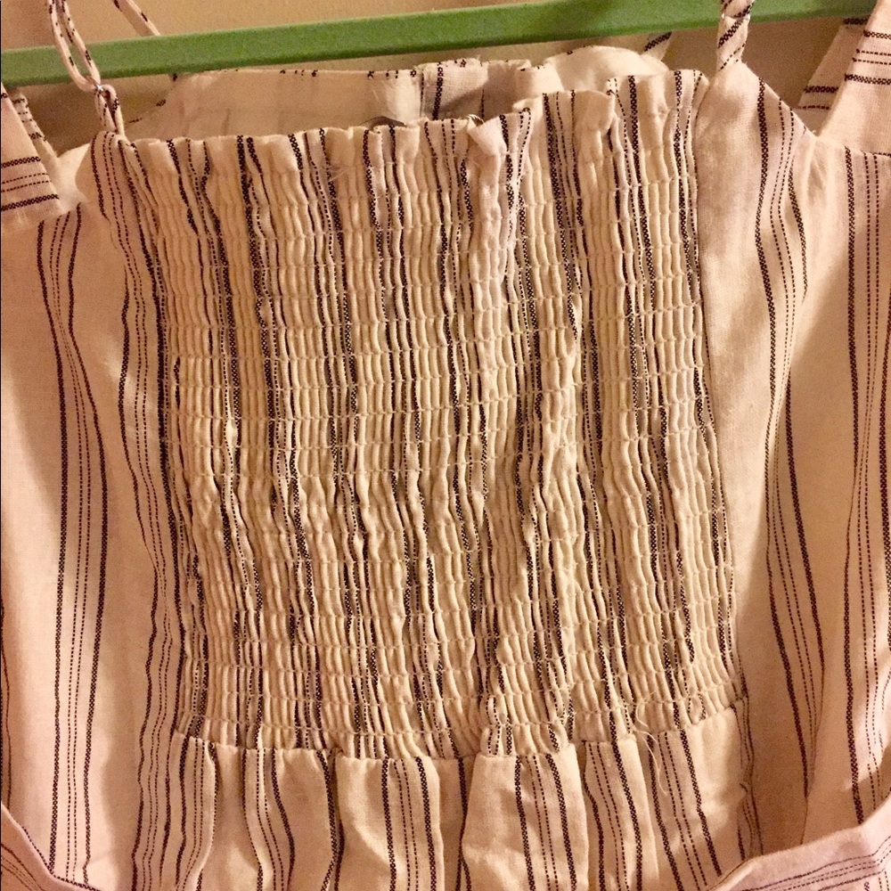 White pinstriped off the shoulder summer dress. - Picture 5 of 6