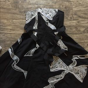 Black and white market halter dress