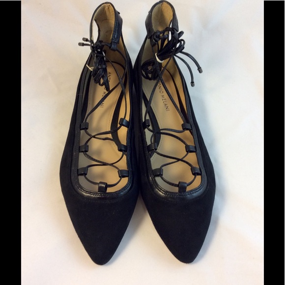 Antonio Melani Ankle Tie Ballet Flats - Picture 1 of 4