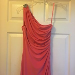Peach Formal gown. Ralph Lauren. One shoulder.