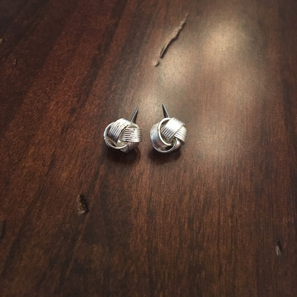 Silver Toned Knot Earrings
