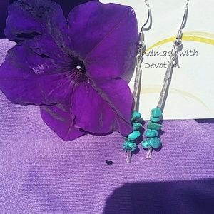 Genuine Turquoise and Silver Drop Earrings