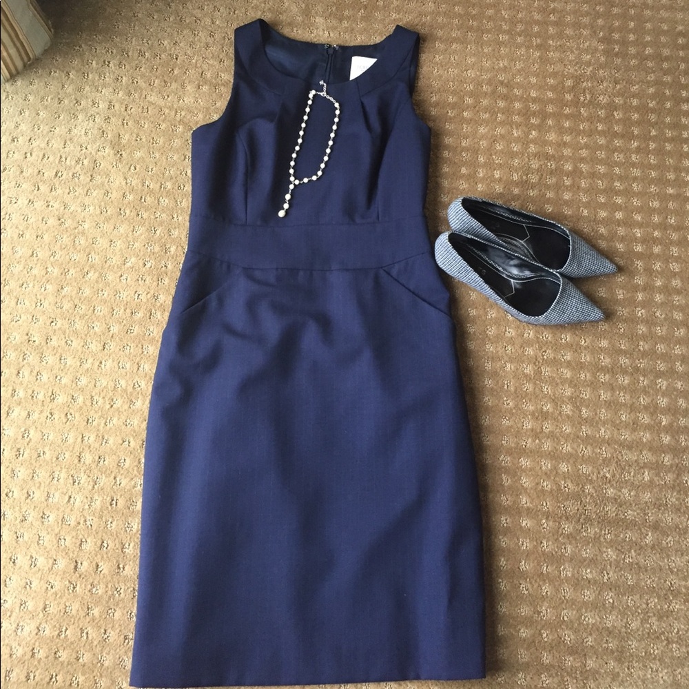 J Crew Suiting Navy Blue pinstripe dress