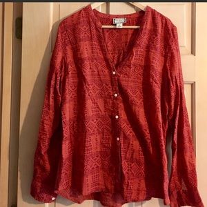 Lucky Brand, Casual Long-Sleeve Button Down Top