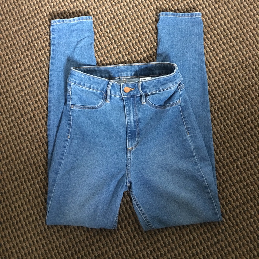 High waist denim skinny jeans