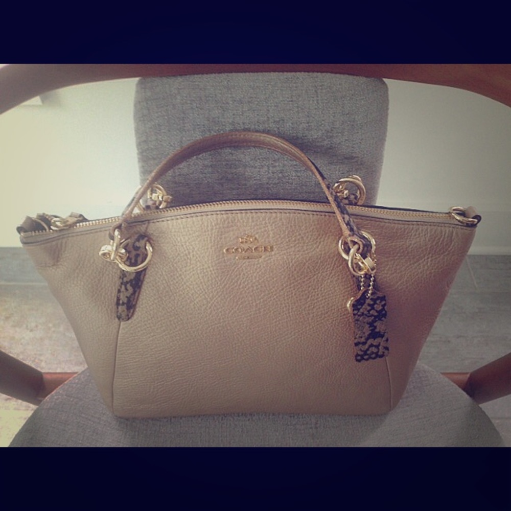 Coach Kelsey Small Platinum Pebbled Leather bag