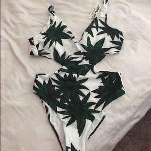 White and green monokini