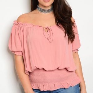 🛍PlusOff The Shoulder Peasant top