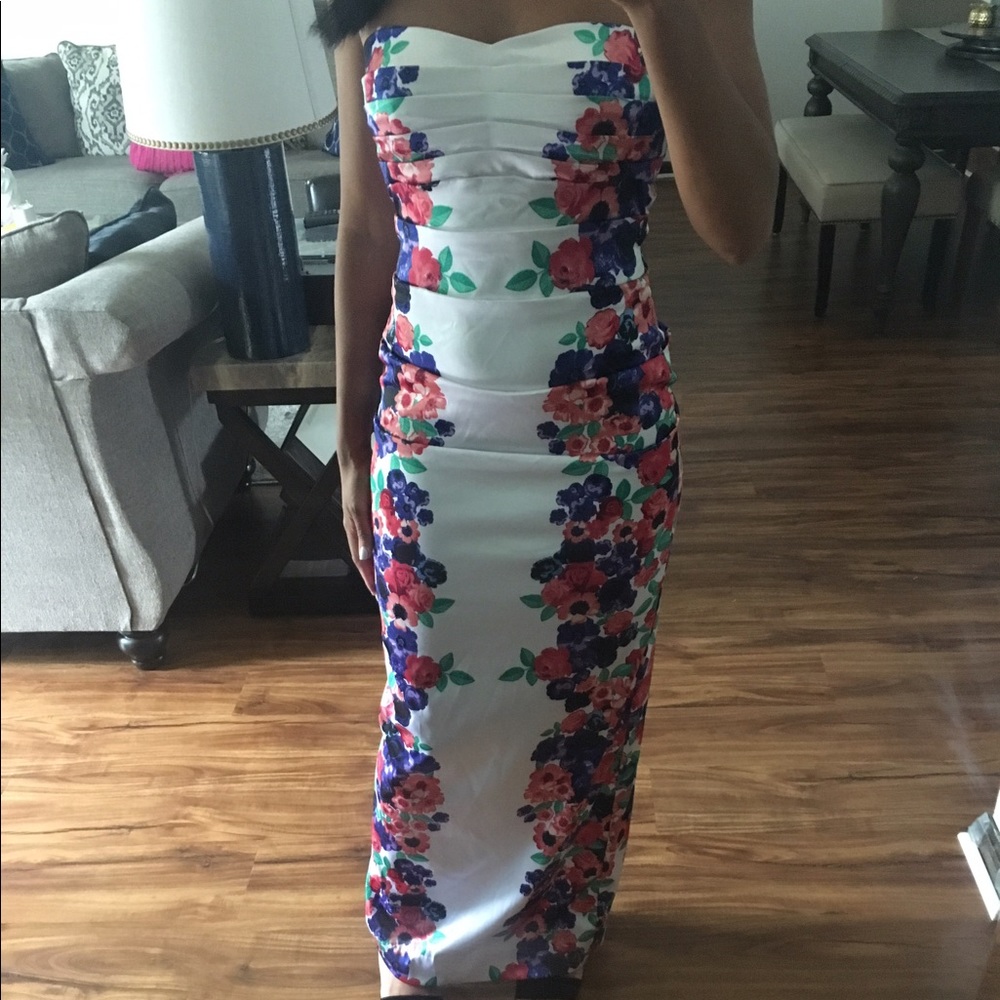 Strapless floral gown