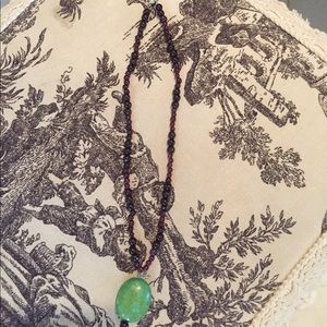 Real turquoise and garnet bead necklace
