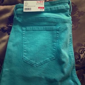 Ultra stretch mid rise turquoise pants