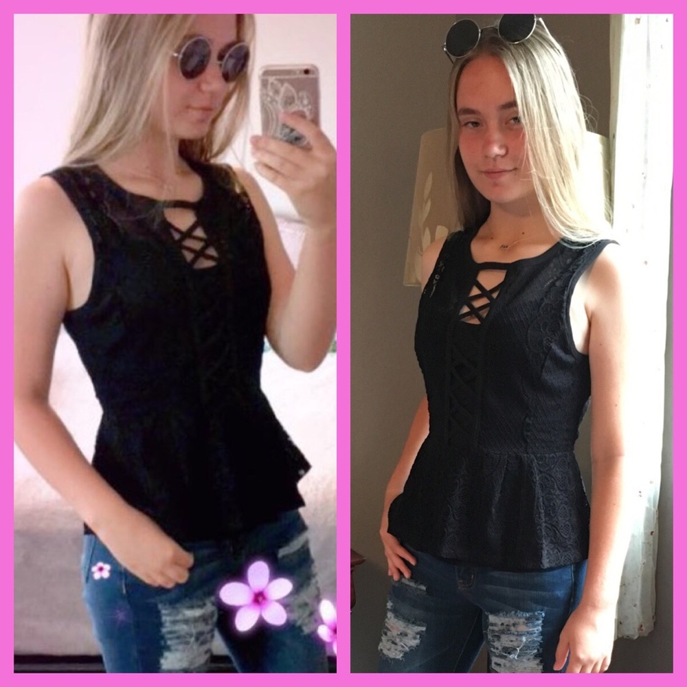 Lace Up Peplum Top