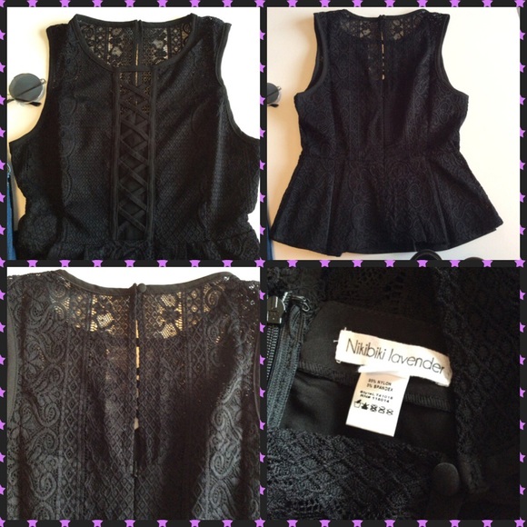 Lace Up Peplum Top - Picture 4 of 7