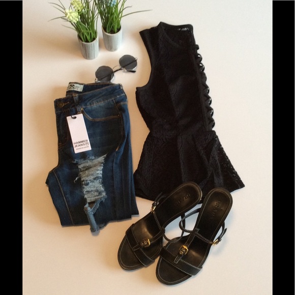 Lace Up Peplum Top - Picture 6 of 7