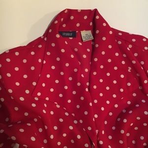 Vintage red and white polka dot tie waist crop top