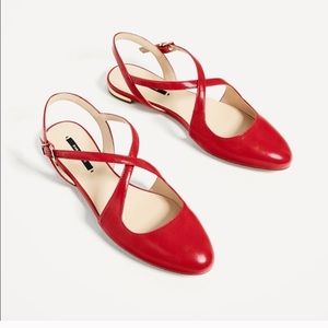 NWT zara ankle wrap slingback flats mules slides